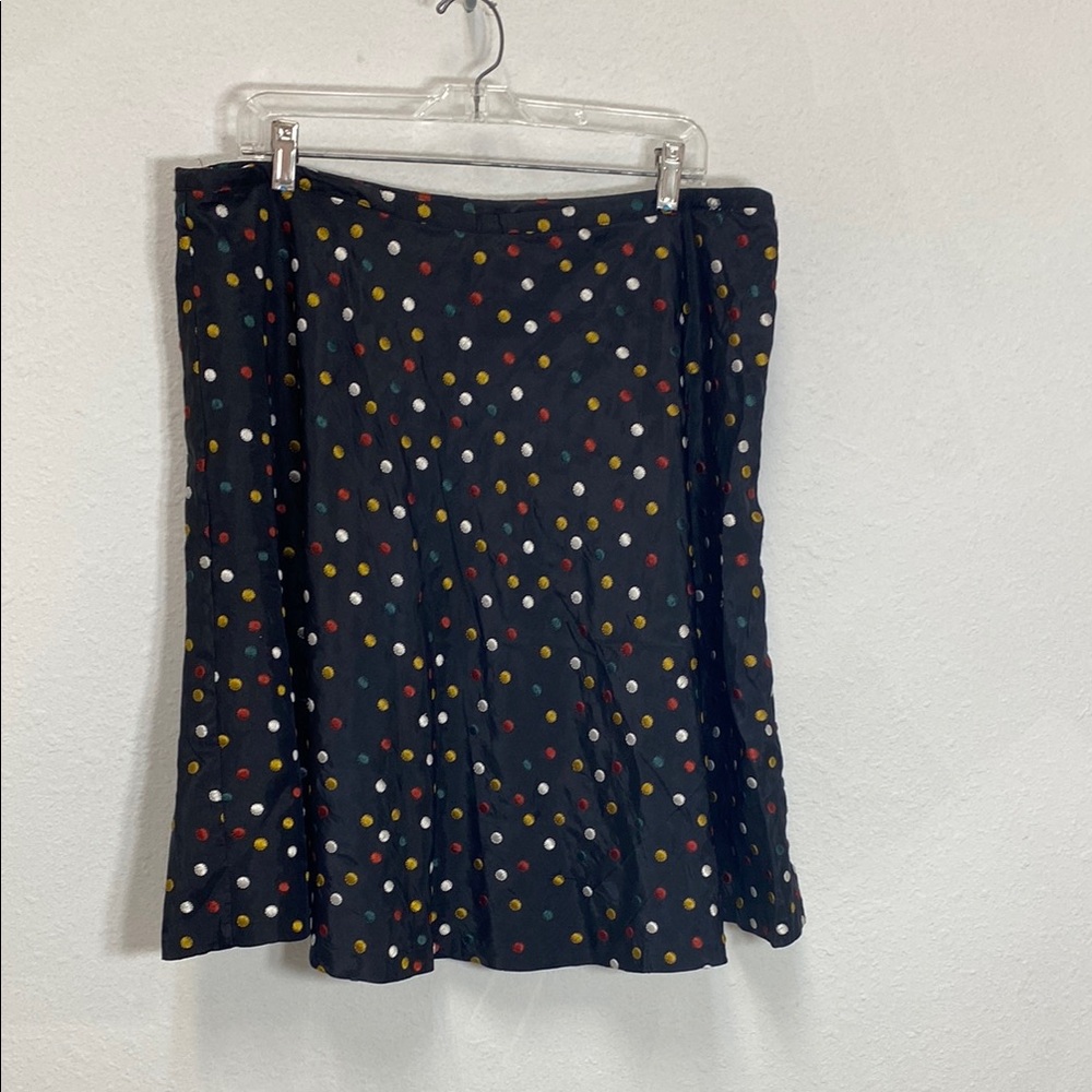 Sundance Polka Dot A-Line Skirt - Black Taffeta with Embroidered Dots, 16
